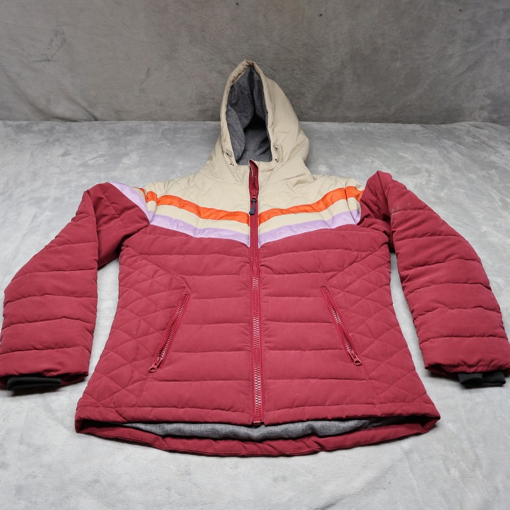 Yo Colorado Jacket Womens Small Red Hooded Full Zip Quilted Puffer Ski Outdoor